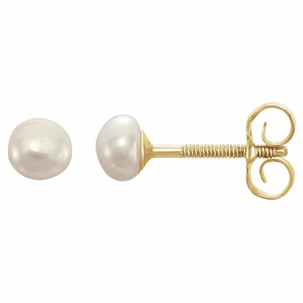 14K Yellow Gold and Pearl Screw Back Earrings | Jewelry | Old Silver and Gold