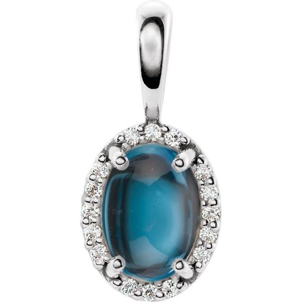 Oval 4-Prong Halo-Style Cabochon Pendant Ross Elliott Jewelers Terre Haute, IN