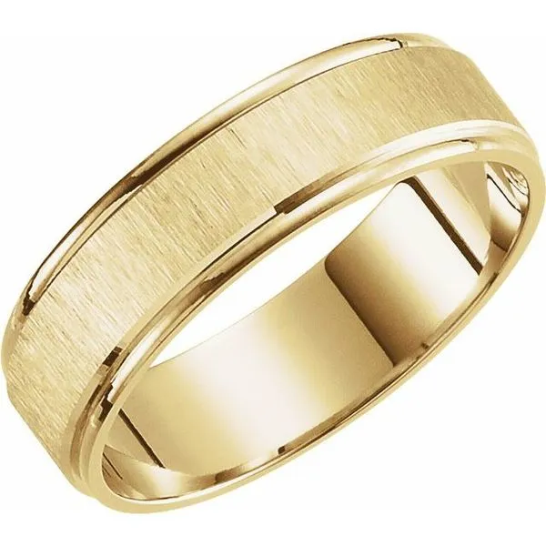 Grooved Lightweight Comfort-Fit Flat Band with Satin Finish