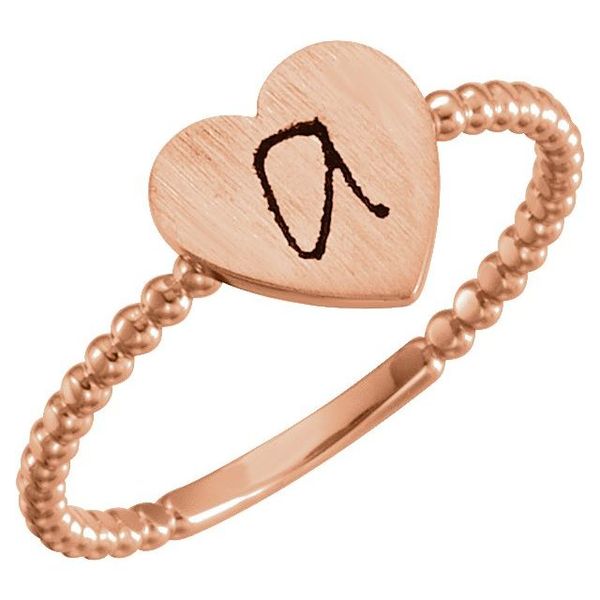 Be Posh® Engravable Beaded Signet Ring Image 3 Morrison Smith Jewelers Charlotte, NC