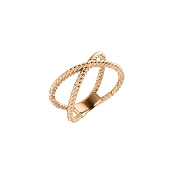 Rope Criss-Cross Ring 51737:103:P 14KR - Fashion Rings | Perry's