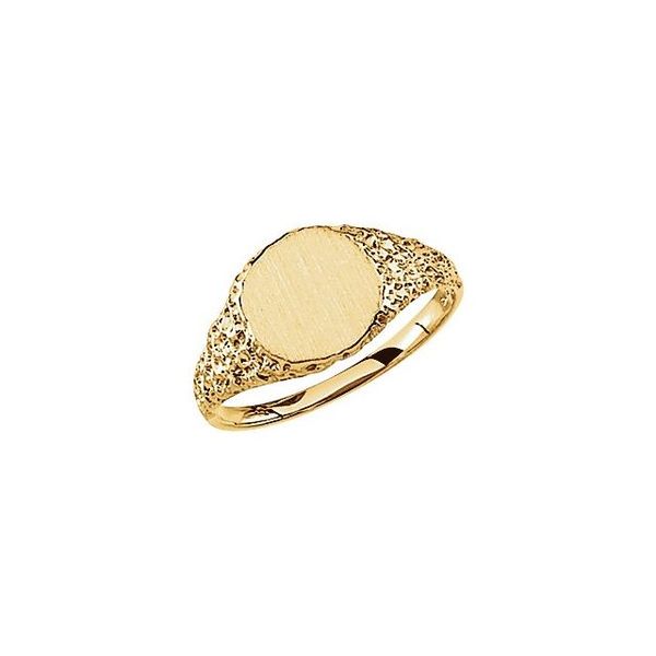 Stuller Round Nugget Signet Ring 5201:6393:P 14KY - Rings | J. Morgan ...