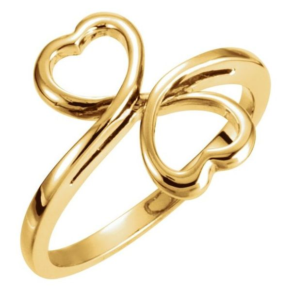 Double Heart Love Ring In Solid 14k Yellow Gold - Walmart.com