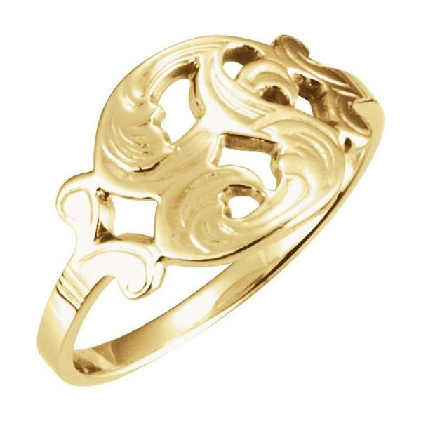 Letter C 14KT Yellow Gold Initial Ring