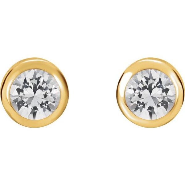 Round Bezel-Set Birthstone Stud Earrings Image 2 Atlanta West Jewelry Douglasville, GA