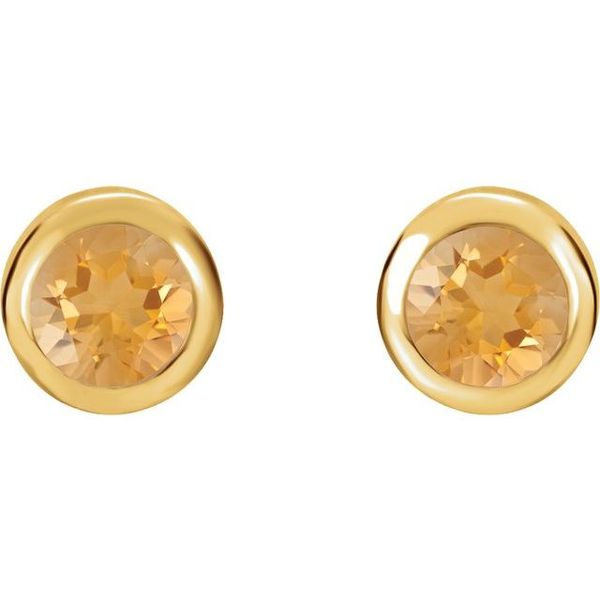 Round Bezel-Set Birthstone Stud Earrings Image 2 Leslie E. Sandler Fine Jewelry and Gemstones rockville , MD