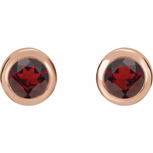 Round Bezel-Set Birthstone Stud Earrings Image 2 S.E. Needham Jewelers Logan, UT