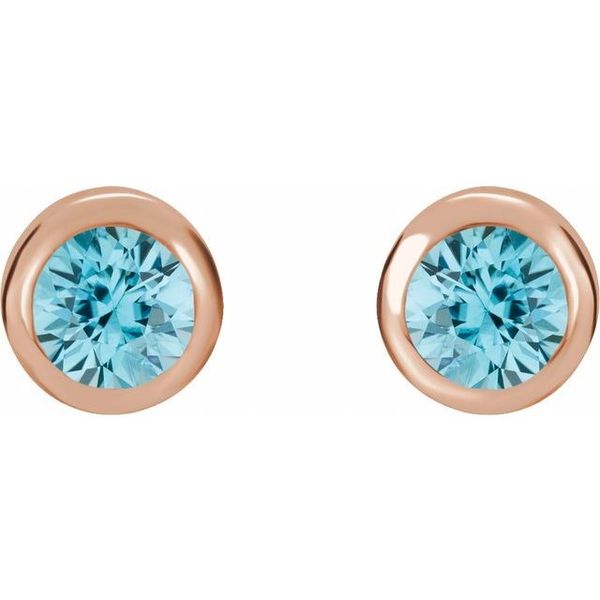 Round Bezel-Set Birthstone Stud Earrings Image 2 Diny's Jewelers Middleton, WI