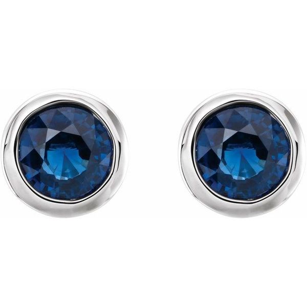 Round Bezel-Set Birthstone Stud Earrings Image 2 Diny's Jewelers Middleton, WI