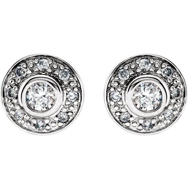 Round Bezel-Set Earrings Image 2 Biondi Diamond Jewelers Aurora, CO