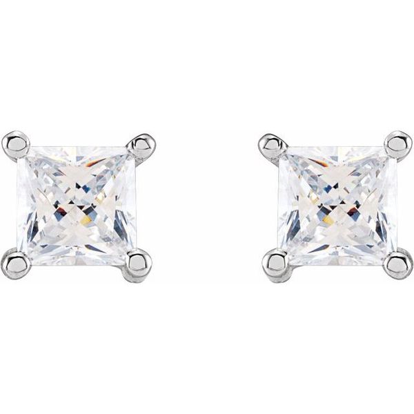Square 4-Prong Stud Earrings Image 2 D&M Jewelers Green Bay, WI