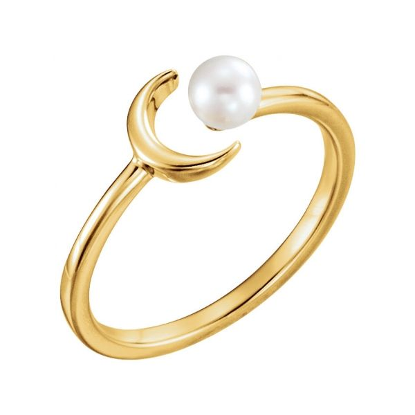 Stuller Pearl Crescent Moon Ring 6494:601:P 14KY Scarsdale | D'Errico ...