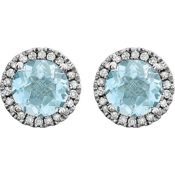 Round 4-Prong Halo-Style Birthstone Earrings Image 2 Priddy Jewelers Elizabethtown, KY