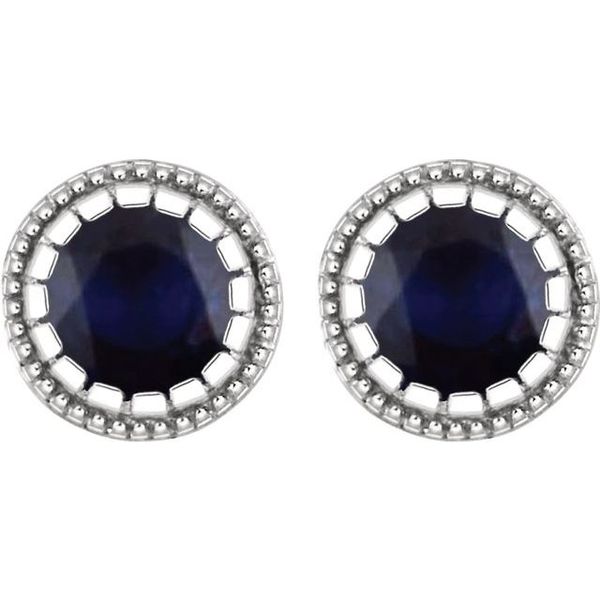 Round Bezel-Set Birthstone Stud Earrings Image 2 Arlene's Fine Jewelry Vidalia, GA