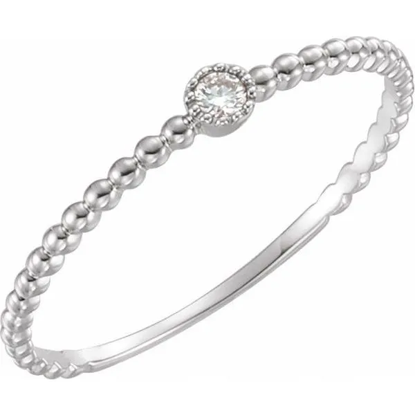 Beaded Bezel-Set Solitaire Ring
