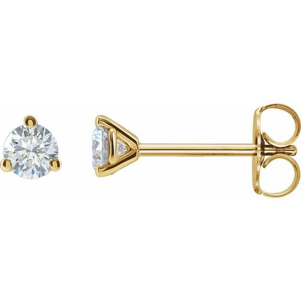 Yellow Gold 3-Prong Lab Diamond Earrings (2 ctw.)