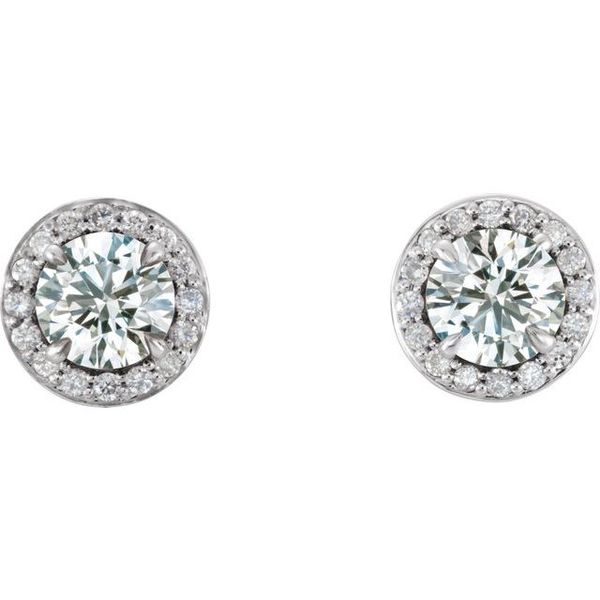 Charles & Colvard Moissanite® & Natural Diamond Earrings Image 2 D&M Jewelers Green Bay, WI