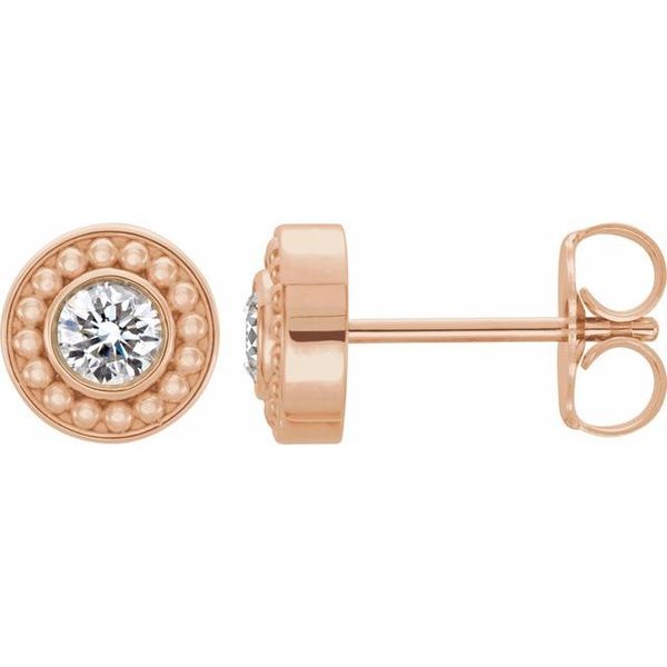 Round Bezel-Set Charles & Colvard Moissanite® Beaded Earrings Diny's Jewelers Middleton, WI