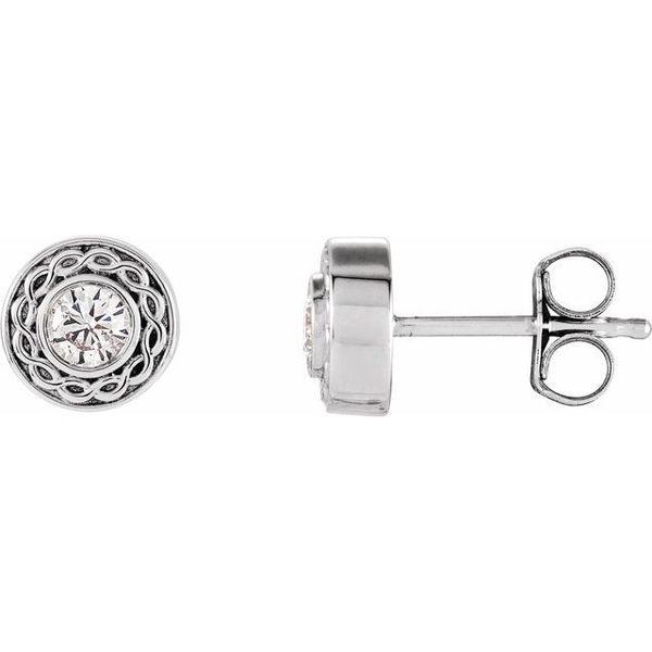 Round Bezel-Set Charles & Colvard Moissanite® Earrings Diny's Jewelers Middleton, WI