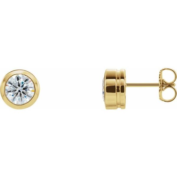 Round Bezel-Set Charles & Colvard Moissanite® Stud Earrings Diny's Jewelers Middleton, WI