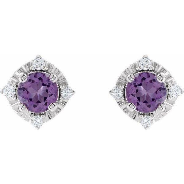 Halo-Style Birthstone Earrings Image 2 Diny's Jewelers Middleton, WI