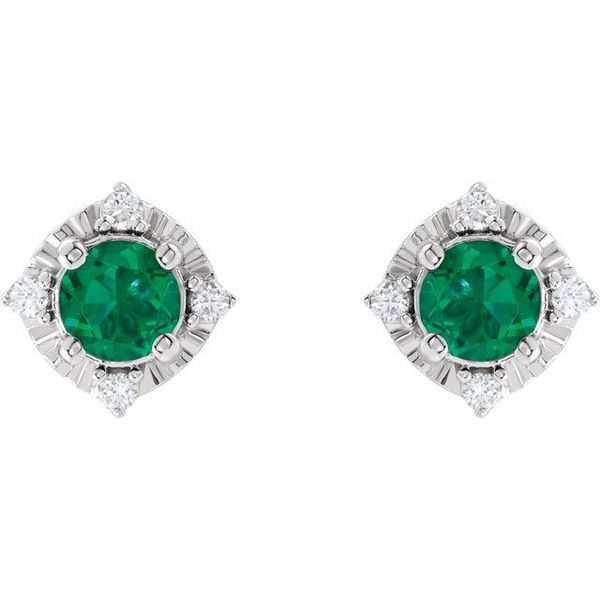 Halo-Style Birthstone Earrings Image 2 Diny's Jewelers Middleton, WI