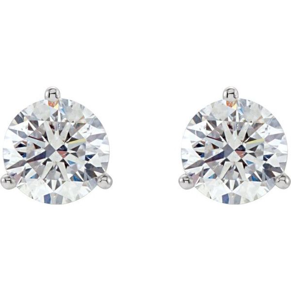 Round 3-Prong Stud Earrings Image 2 Michigan Wholesale Diamonds , 
