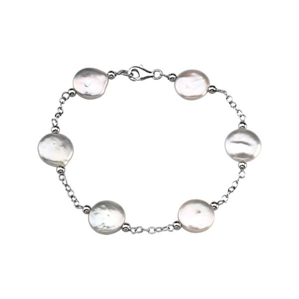 Sterling Silver Pearl Coin Necklace