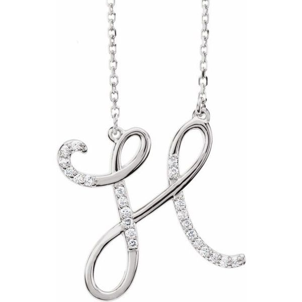 Amazon.com: 14k Rose Gold Diamond Letter H Initial Pendant Necklace, 18