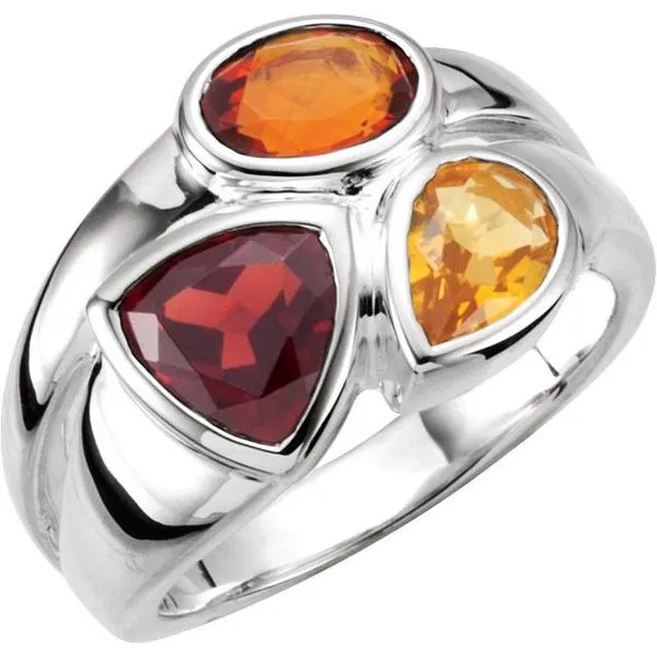 Bezel-Set Multi-Gemstone Ring