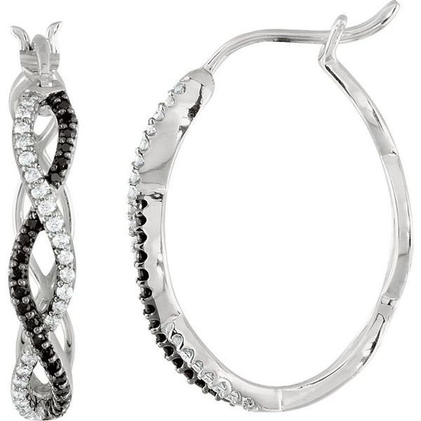 Accented Hoop Earrings Image 2 Michigan Wholesale Diamonds , 