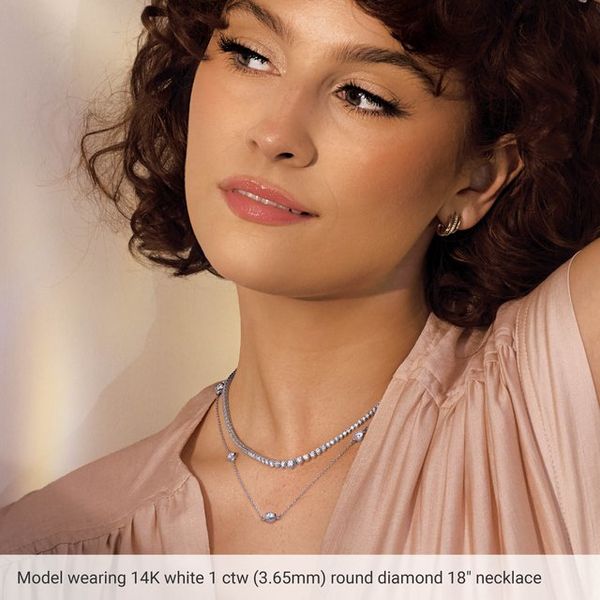 Bezel-Set Station Necklace Image 3 Priddy Jewelers Elizabethtown, KY