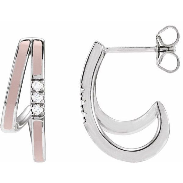 Accented Enamel Hoop Earrings Pickens Jewelers, Inc. Atlanta, GA