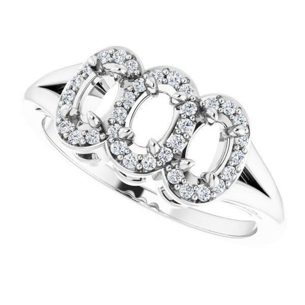 Halo-Style Three-Stone Ring Image 5 James Wolf Jewelers Mason, OH