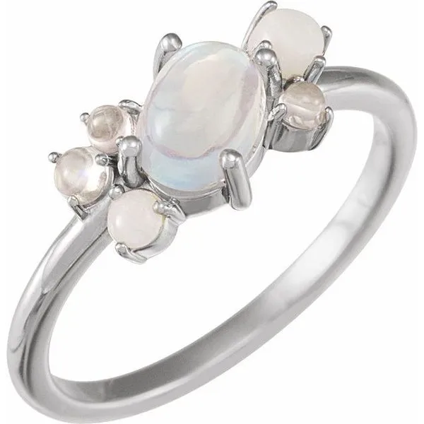 Split Ring, Multiple Gem options Moonstone Size 7.5