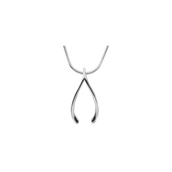 Wishbone Pendant & Chain 18k White Gold & Diamonds Ladies Necklace - Jewels  in Time