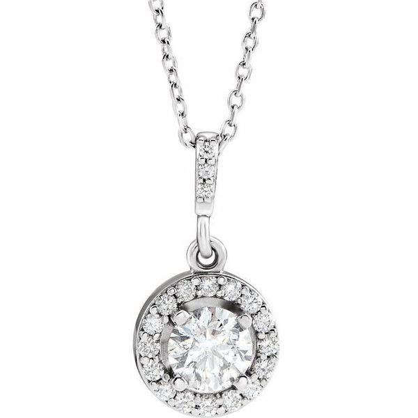 Stuller Halo-Style Necklace 85304:60003:P 14KW - Necklaces | Puckett's ...