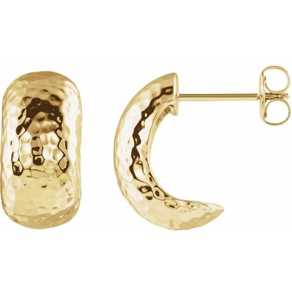 Hammered J-Hoop Earrings Image 3 Designer Jewelers Westborough, MA