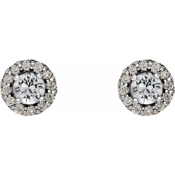 Round 4-Prong Halo-Style Earrings Image 2 Crown Jewelers Augusta, GA