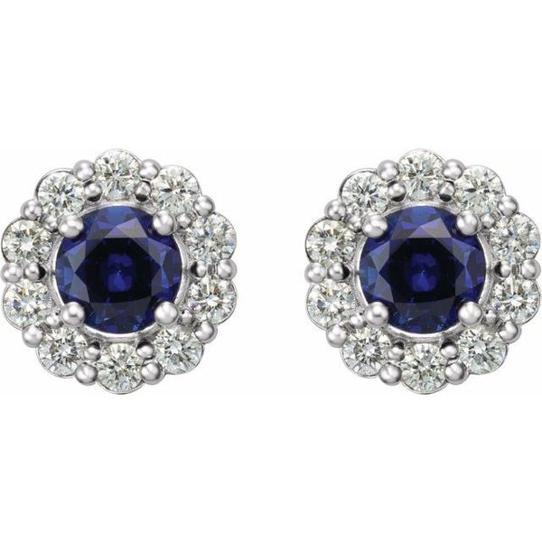 Round 4-Prong Halo-Style Earrings Image 2 Don's Jewelry & Design Washington, IA