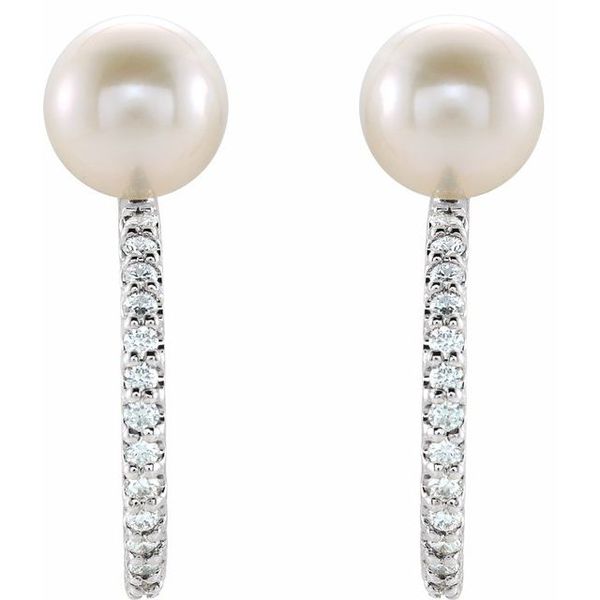 Pearl Hoop Earrings Image 2 Windham Jewelers Windham, ME