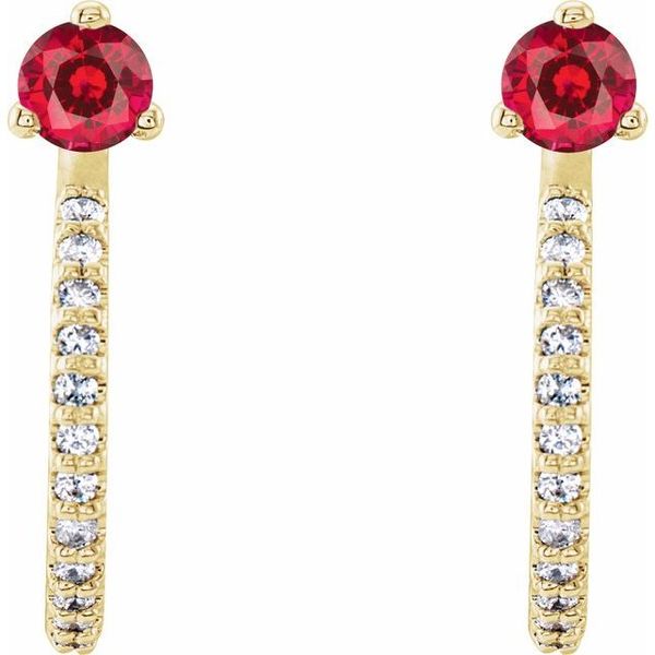 Accented J-Hoop Earrings Image 2 S&E Jewelers Depew, NY