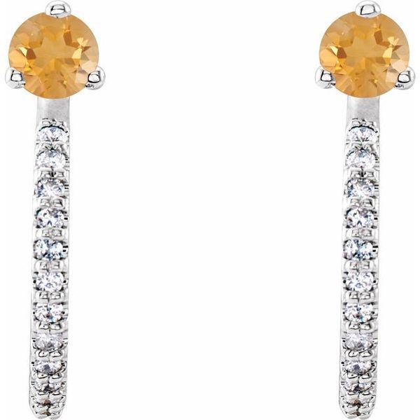 Accented J-Hoop Earrings Image 2 S&E Jewelers Depew, NY