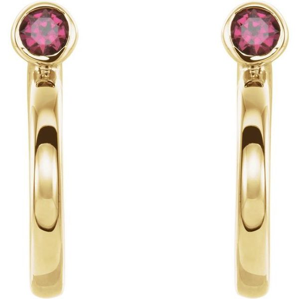Bezel-Set Hoop Earrings Image 2 Ellsworth Jewelers Ellsworth, ME