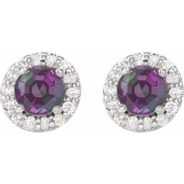 Round 4-Prong Halo-Style Earrings Image 2 Arnold's Jewelry and Gifts Logansport, IN