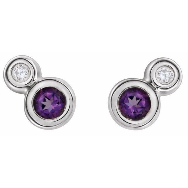 Accented Bezel-Set Earrings Image 2 Hart's Jewelers Grants Pass, OR
