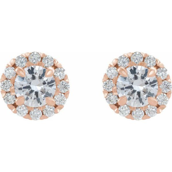 French-Set Halo-Style Earrings Image 2 Priddy Jewelers Elizabethtown, KY