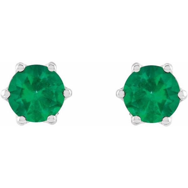 Round 6-Prong Accented Crown Stud Earrings Image 2 McCoy Jewelers Bartlesville, OK