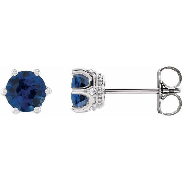 Round 6-Prong Accented Crown Stud Earrings K. Martin Jeweler Dodge City, KS