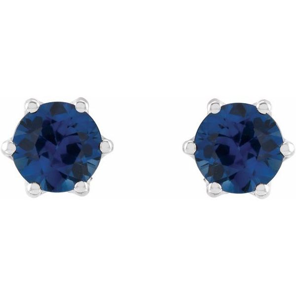 Round 6-Prong Accented Crown Stud Earrings Image 2 K. Martin Jeweler Dodge City, KS